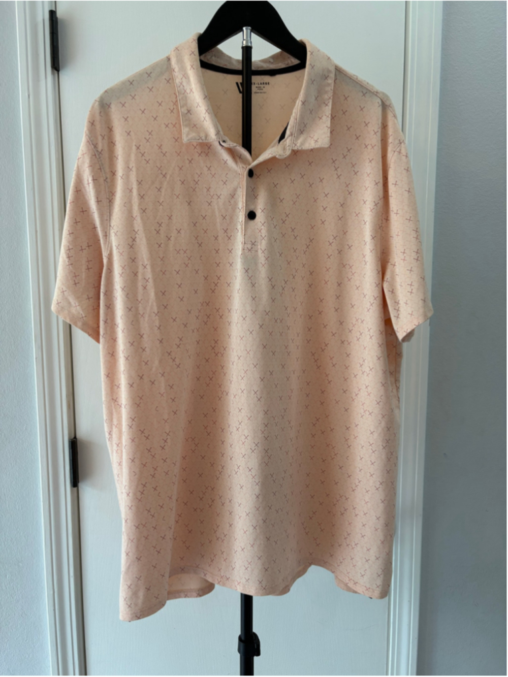 VRST Men's Golf Broken Tees Print Polo Tinted Melon Pink XX-Large 2XL MVG10015